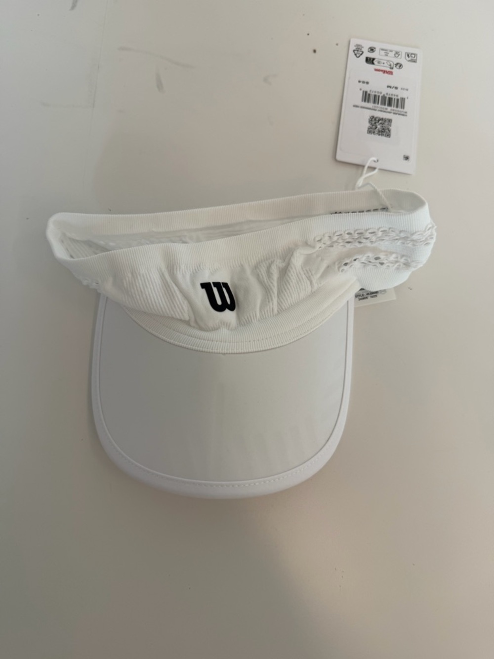Wilson White Women's Tennis Visor with Black 'W' Logo